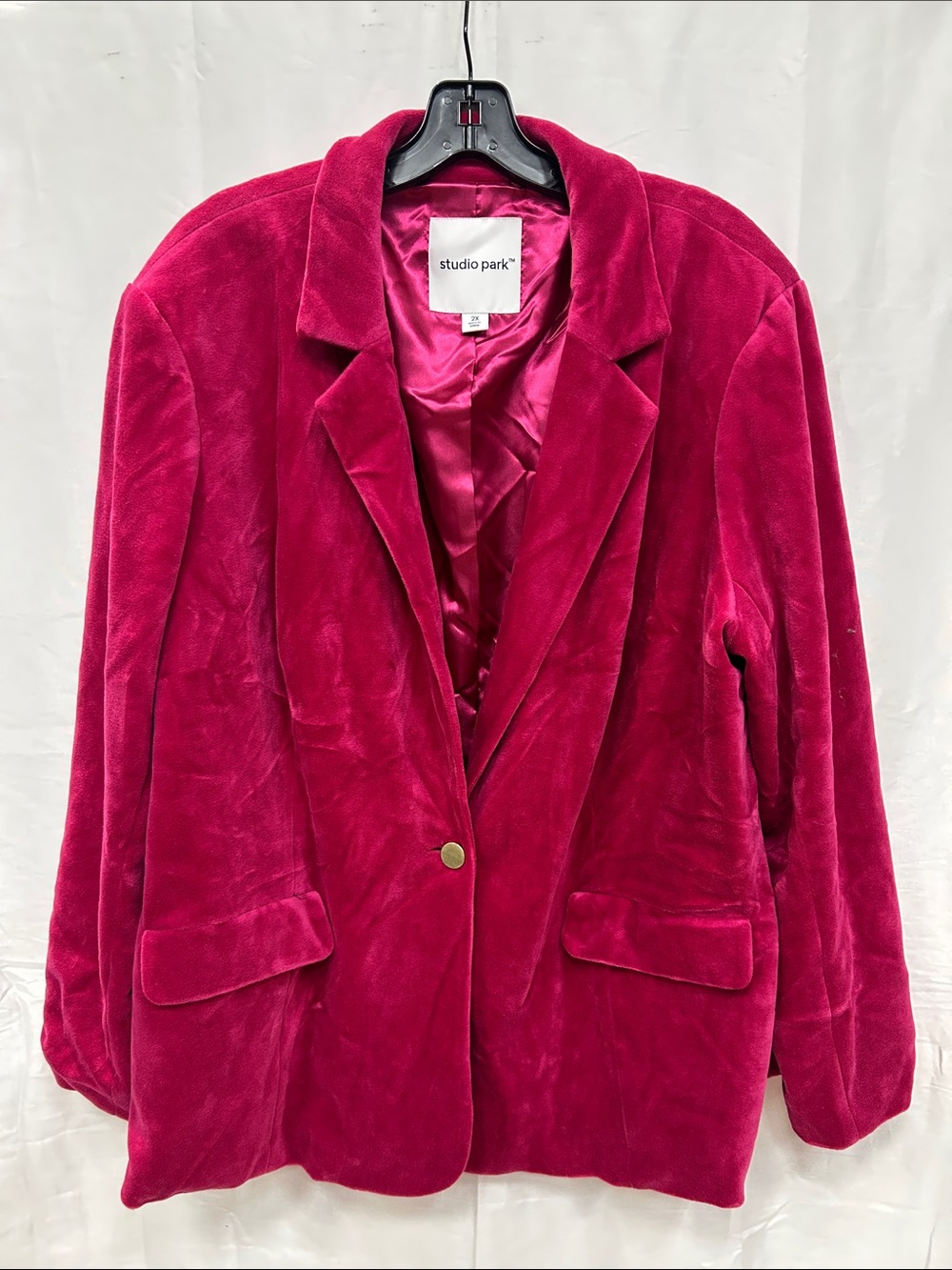 Studio Park Women's Velvet Blazer Jacket - Sangria